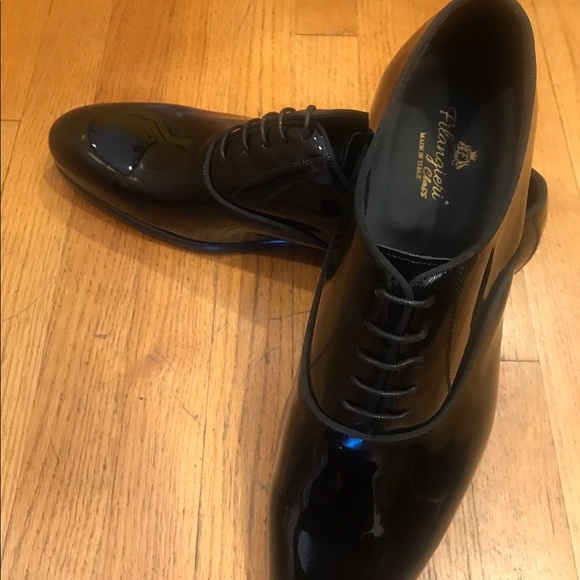 Black patent all leather tuxedo lace up for men main image 6